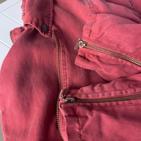 Max Jeans Valley of Fire Tencel Maroon Jacket Utility Streetwear Full Zip - Picture 4 of 9